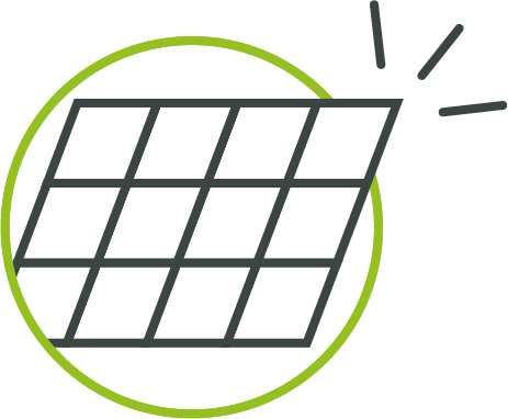 icône verte et grise représentant un panneau photovoltaique