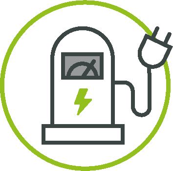 icône verte et grise représentant une borne de recharge électrique pour voiture